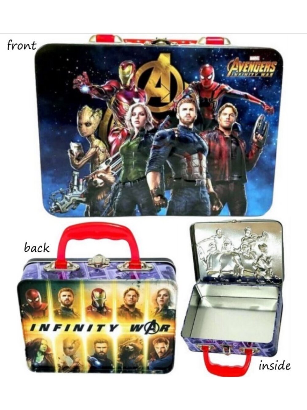 Avengers Infinity War Small Tin Tote Lunch Box Marvel Comics Superhero 7x5x2 NWT